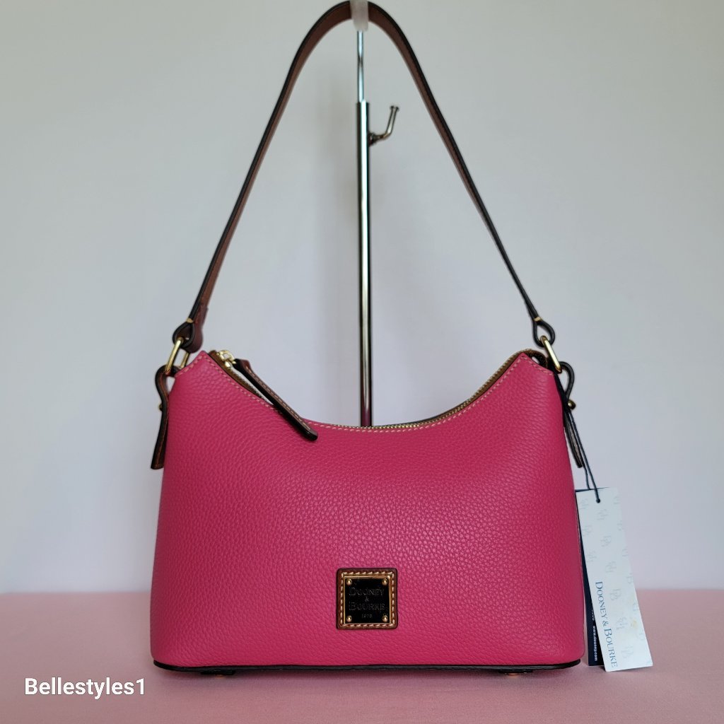 Dooney & Bourke Pebbled Grain Leather Baguette Shoulder Bag- Hot Pink